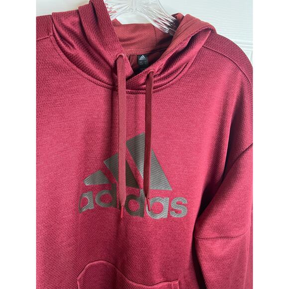 Adidas Men's Logo Hoodie Sweatshirt Burgundy/Brown ~ Size XL - Picture 2 of 5